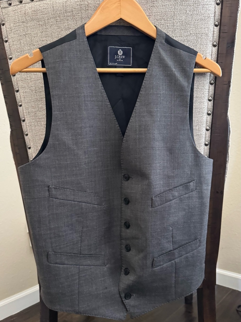 J.Crew Suit 3 Piece Gray Wool Men's 38R Jacket 32x30 Pants Vest M  Formal - Picture 4 of 11
